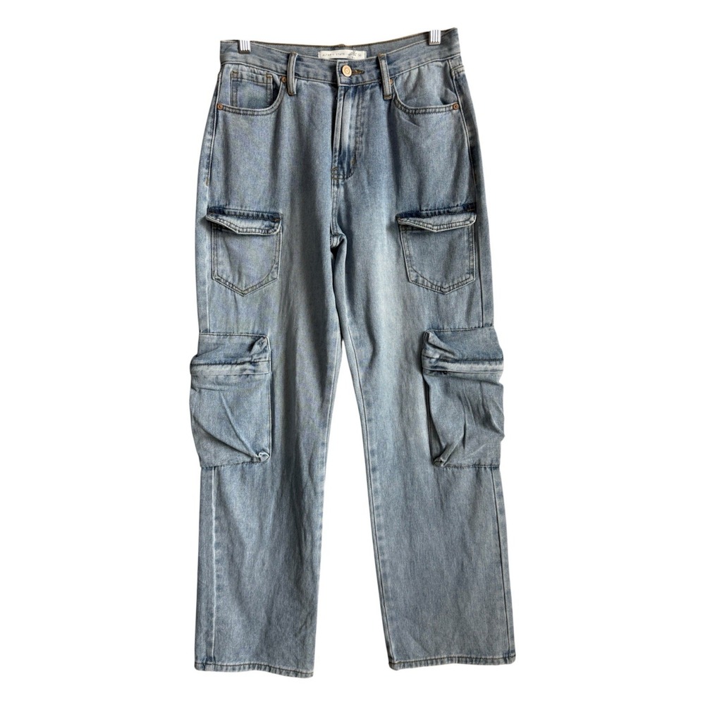 Altard State Blake Cargo Jeans Women's 26 High Rise Straight Light Wash Utility